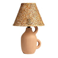 **Lampa ceramiczna z plecionym kloszem**